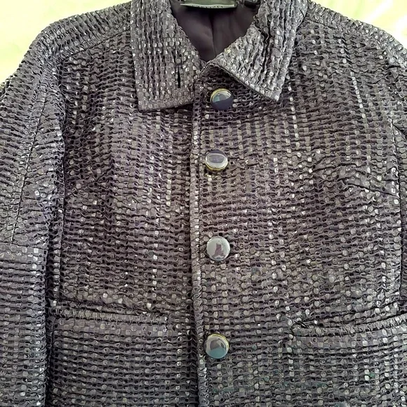 NWOT Carlisle Textured Dark Purple Lined Blazer. Decorative Buttons. Size 6 - Picture 4 of 14